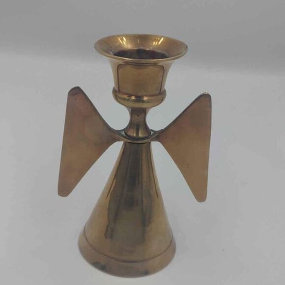 Solid Brass Hand made candlestick candle stick holder angel Christmas - Picture 1 of 7